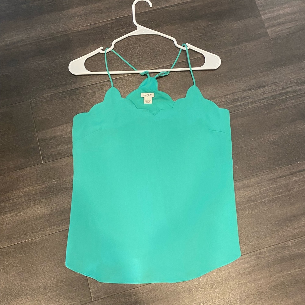 J. Crew women’s 0 (xs) green spaghetti strap tank top. Chiffon like material